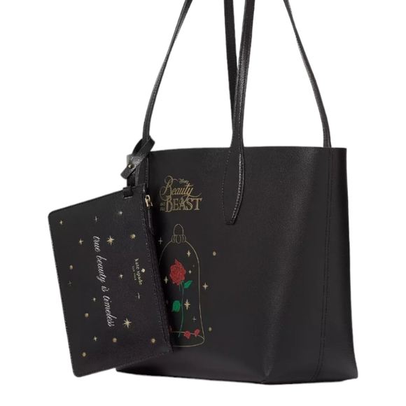 🆕️Disney X Kate Spade Beauty And The Beast Small Reversible Tote and Wristlet - Picture 3 of 17